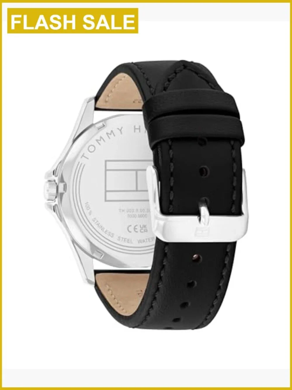 Men's 42mm Quartz Watch Black Leather Strap
